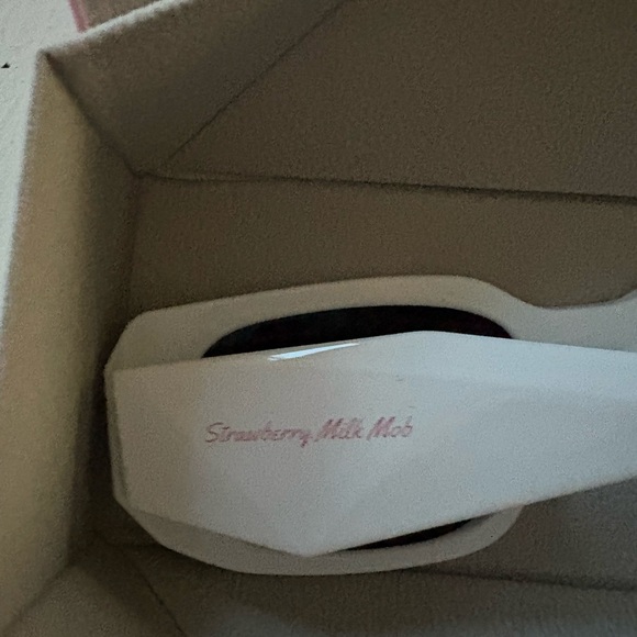 Strawberry Milk Mob White Rectangular Sunglasses - Picture 7 of 9